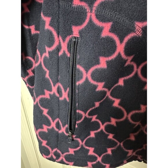 Talbots Fleece Jacket Pink & Navy Women’s Size Medium, Soft With Zip Pockets - Picture 6 of 13